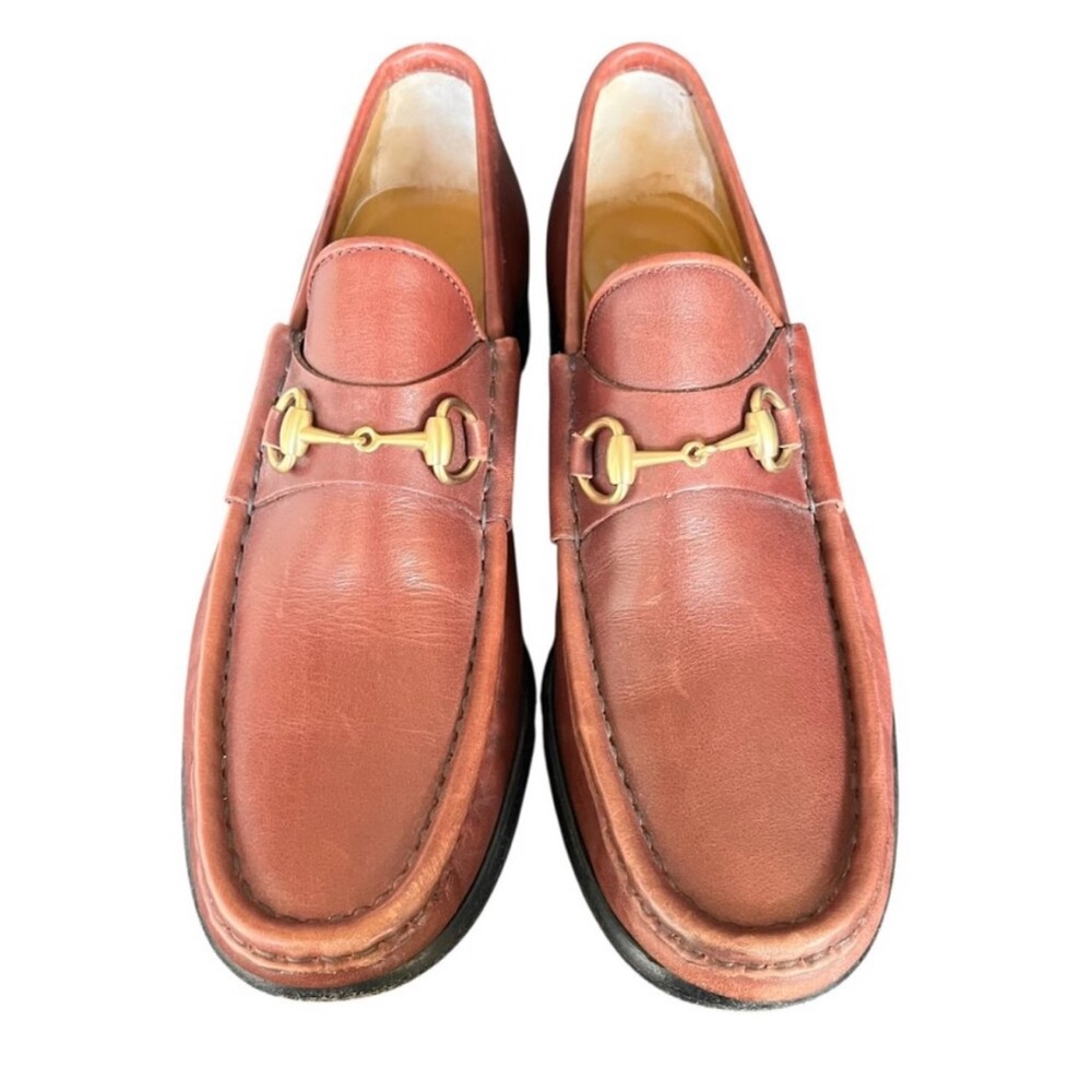 Vintage Gucci 1953 Horsebit Brown Leather Loafers with Gold Accents Size 7 - Picture 3 of 11